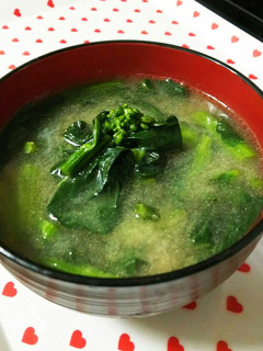 ごま油で炒めるシリーズ♪かき菜のお味噌汁-レシピのメイン写真