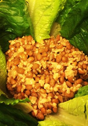 やみつき！鶏みそ納豆のレタス巻き-レシピのメイン写真