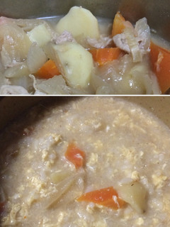 肉じゃが雑炊 残り物で朝ごはん-レシピのメイン写真