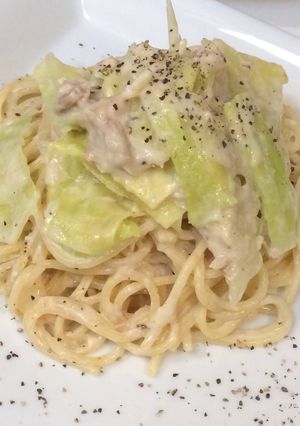 春キャベツとツナの豆乳クリームパスタ-レシピのメイン写真