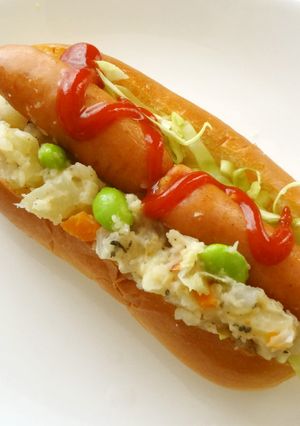 深煎りごまドレポテサラのホットドッグ-レシピのメイン写真