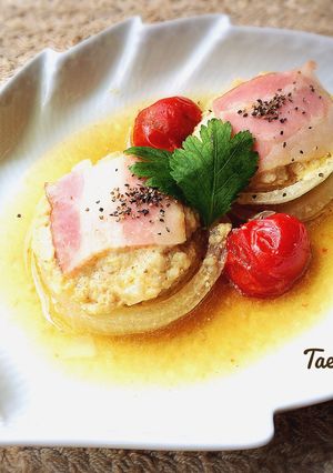 新玉ねぎの肉詰めスープ煮込み-レシピのメイン写真