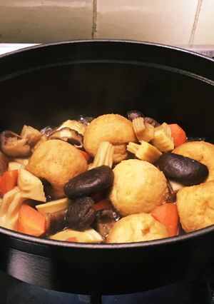 ストウブ たけのことがんもの黒糖田舎煮-レシピのメイン写真
