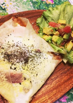 ♡お洒落な朝食♡春巻きの皮でガレット♡-レシピのメイン写真