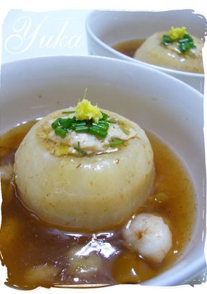 かぶの鶏ひき肉入り海老なめこあんかけ-レシピのメイン写真