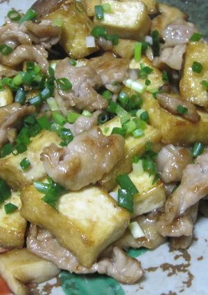 厚揚げ豚肉椎茸の甘酢醤油炒め♪-レシピのメイン写真