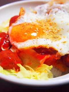 ロコモコ風ミートボール丼-レシピのメイン写真