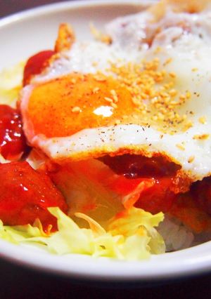 ロコモコ風ミートボール丼-レシピのメイン写真