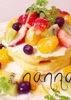 フルーツ盛過ぎ…ふわっふわ豆腐パンケーキ-レシピのメイン写真
