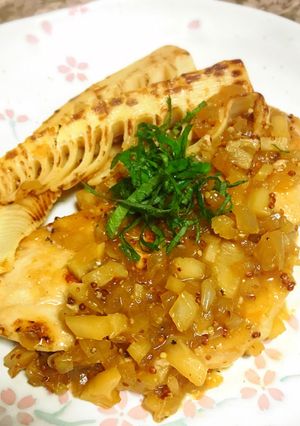 鶏胸肉の粒マスタードたけのこソース♪-レシピのメイン写真