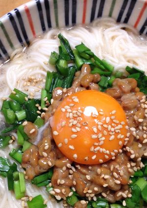 ◎止まらない食欲!ニラたま納豆そうめん◎-レシピのメイン写真