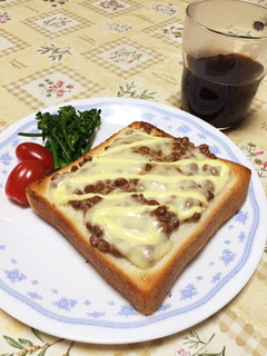 私の朝食 納豆トースト♡-レシピのメイン写真