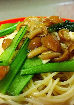 なめこと小松菜の中華パスタ-レシピのメイン写真