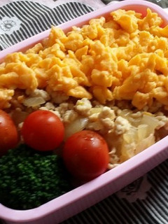 玉ねぎ入り鶏そぼろ弁当。-レシピのメイン写真