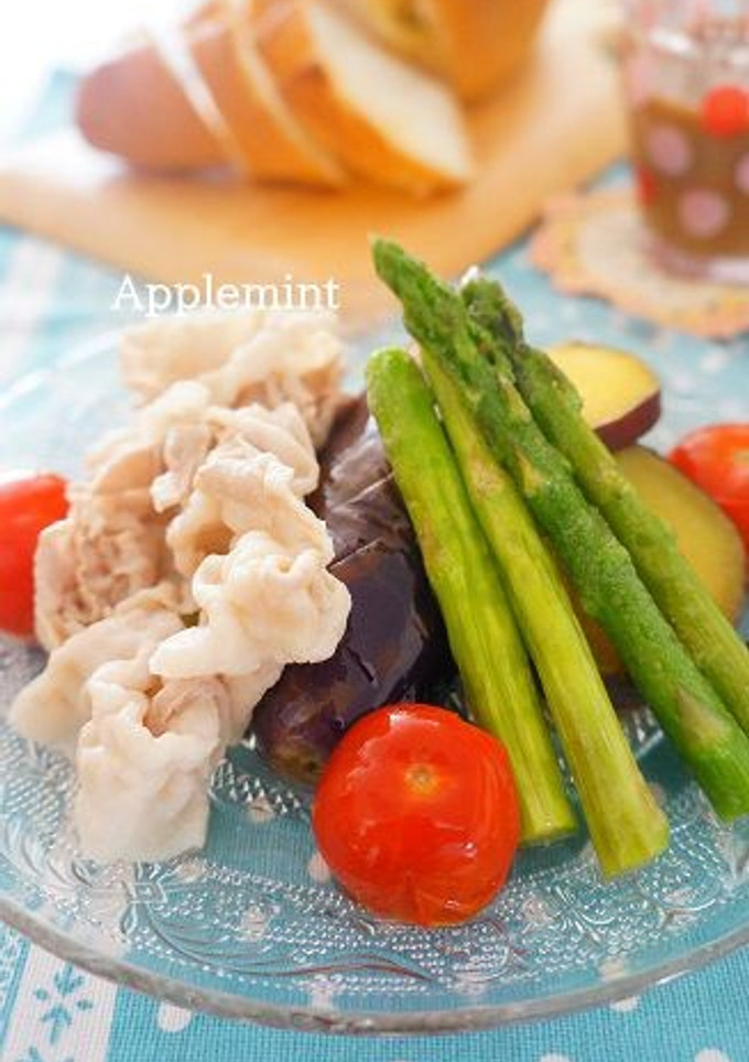 まるごとトマトと揚げ野菜の豚しゃぶサラダ-レシピのメイン写真