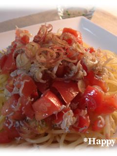 夏だよさっぱりトマトとジャコの冷製パスタ-レシピのメイン写真