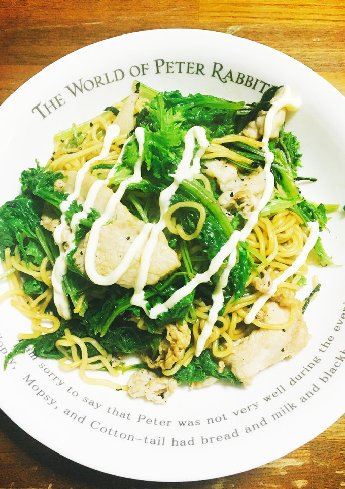 わさび菜と壬生菜の簡単ソース焼きそば-レシピのメイン写真