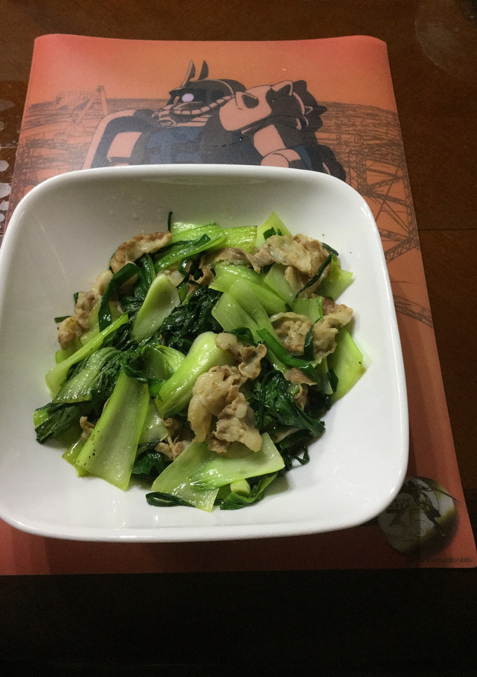 青梗菜と韮と豚肉のごま油炒め-レシピのメイン写真