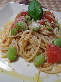 トマトとそら豆の冷製パスタ♪バジル風味-レシピのメイン写真