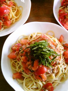 ポン酢でトマトの冷製パスタ-レシピのメイン写真