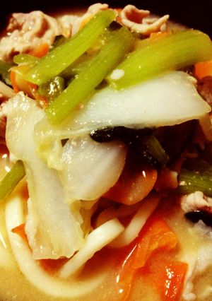 豚こまで！簡単味噌煮込みうどん-レシピのメイン写真