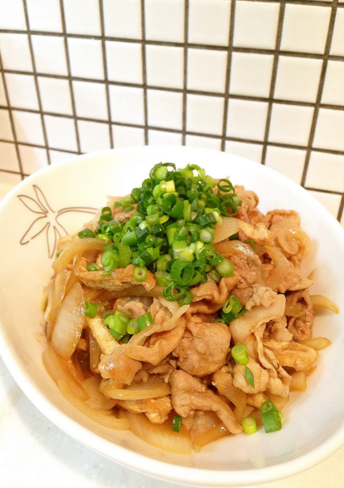 簡単メイン☆豚こま油揚げのすき焼き風炒め-レシピのメイン写真