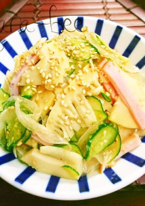 春色♡たけのこと新玉の中華ごまポンサラダ-レシピのメイン写真