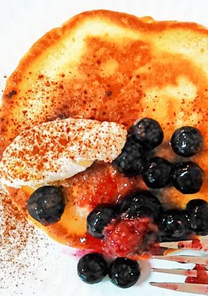 モチモチお餅入りホットケーキでカフェ気分-レシピのメイン写真