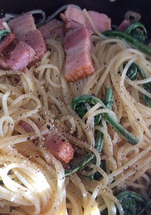 こごみとベーコンのスパゲッティ♡-レシピのメイン写真