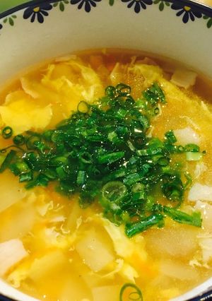ベーコンと玉ねぎ・人参のかきたま汁-レシピのメイン写真