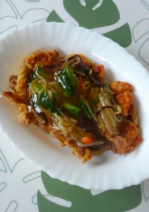 サクッ！トロ！揚げ豚肉の野菜あんかけ♪-レシピのメイン写真