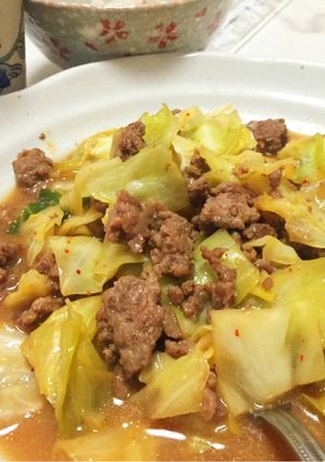 ひき肉とキャベツのピリ辛味噌炒め-レシピのメイン写真