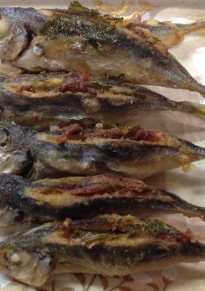 小アジの唐揚げ（梅肉はさみ）-レシピのメイン写真