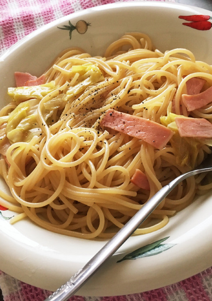 簡単レタスとベーコンの和風パスタ-レシピのメイン写真
