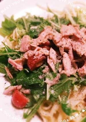 簡単♡水菜とトマトとシーチキンの塩パスタ-レシピのメイン写真