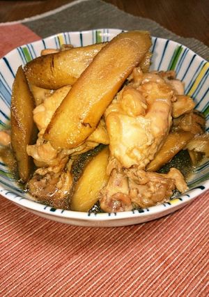 簡単☆圧力鍋☆鶏手羽元とごぼうの照り煮-レシピのメイン写真
