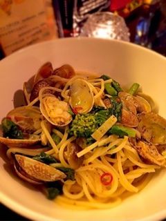 アサリと菜の花のピリ辛スープパスタ-レシピのメイン写真