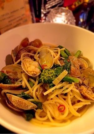 アサリと菜の花のピリ辛スープパスタ-レシピのメイン写真