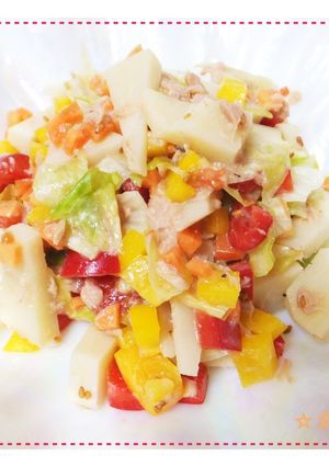 筍と彩り野菜のツナごまドレサラダ-レシピのメイン写真