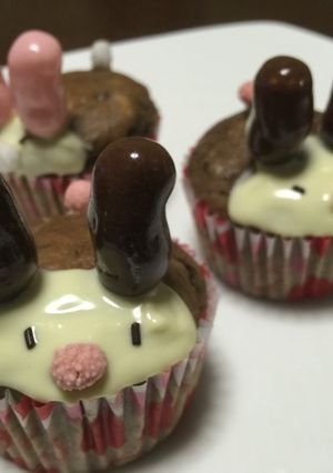 うさ耳カップケーキうさぎ♥チョコパーティ-レシピのメイン写真