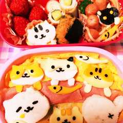 รูปของ 簡単お弁当♡ねこあつめキャラ弁遠足に♪