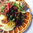 簡単♪ネギと肉味噌の和風スパゲティ〜♡