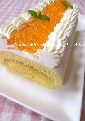 オレンジカスタードシフォンロールケーキ-レシピのメイン写真