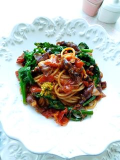 ホタルイカと菜の花のトマトスパゲッティ-レシピのメイン写真