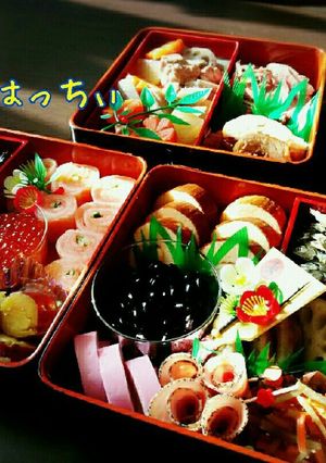 正月　おせち　2015　詰め方　盛り付け-レシピのメイン写真