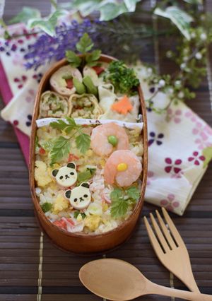 【キャラ弁】中華パンダ弁当-レシピのメイン写真
