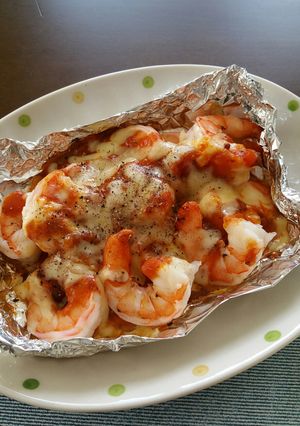 アルミホイルで簡単！エビマヨチーズ焼き♡-レシピのメイン写真
