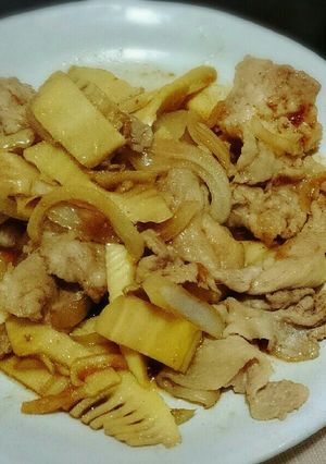 タケノコと豚肉のジンギスカンたれ炒め-レシピのメイン写真