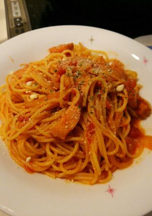 ベーコンとトマト缶でパスタ～ランチに-レシピのメイン写真