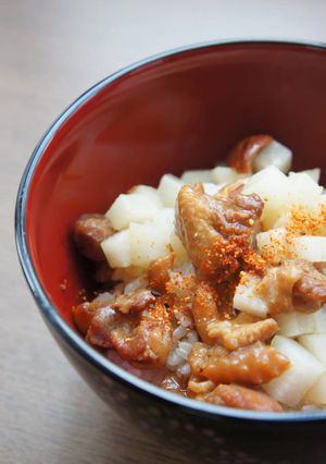 非常用袋点検、焼きとり缶で長いも丼-レシピのメイン写真